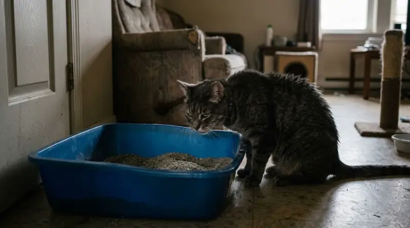 Cistitis en Gatos y FLUTD: Qué Hacer si tu Gato Hace Pis con Sangre