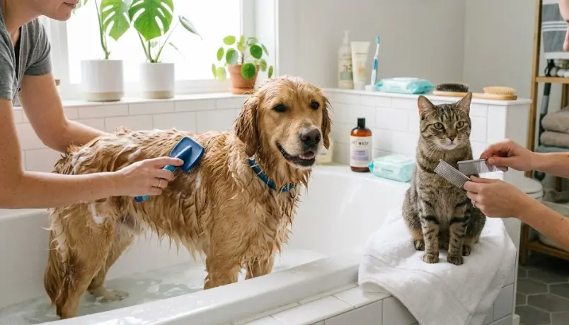 Higiene Básica: Cada Cuánto Bañar y Cepillar a tu Mascota Según su Pelo