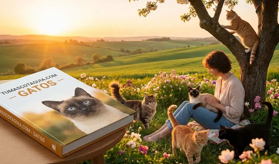 Tumascotaguia.com - Gato descansando en un sofá cómodo y elegante, con una expresión relajada y satisfecha, transmitiendo la idea de bienestar y cuidado felino.